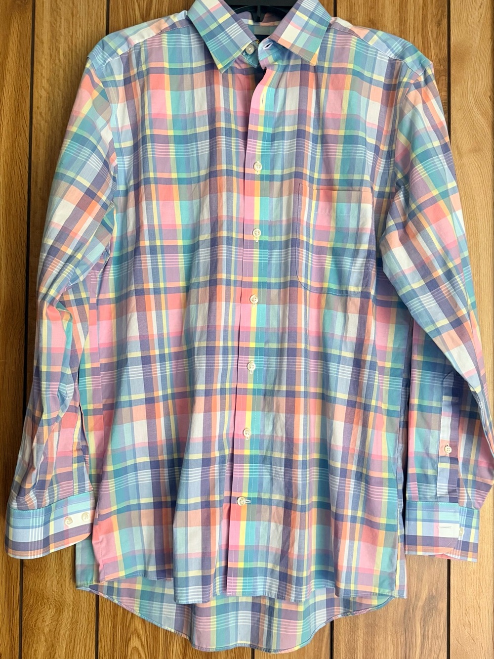 Stafford Pastel Plaid Button-Down Shirt Youth Size 15